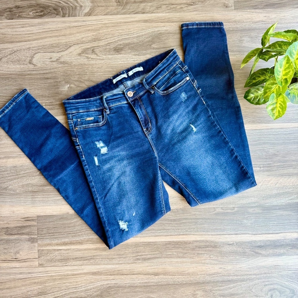 Stradivarius Distressed Skinny Fit‎ Jeans Blue Size 10